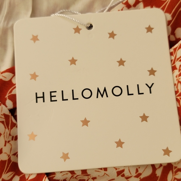 Hello Molly Just  Redwhiteprints Dress Tiered Wrap  Mini Floral Vneck size S - Picture 12 of 12